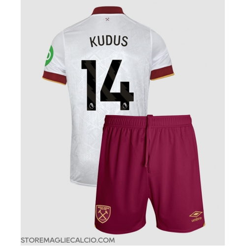 West Ham United Mohammed Kudus #14 Maglia Gara Terza Repliche 2024-25 Bambino Maniche Corte West Ham United Mohammed Kudus #14 Maglia Gara Terza Repliche 2024-25 Bambino Maniche Corte